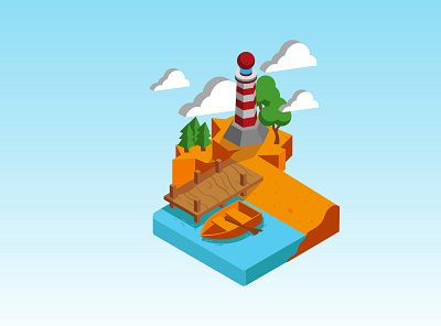 beach isometric animation branding design flat design graphic design illustration logo vector