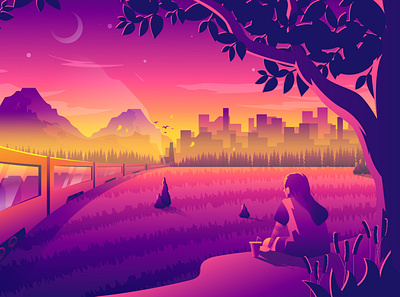 twilight memory animation branding design flat design graphic design illustration vector