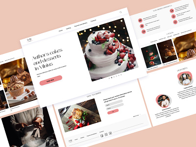 Landing page for cakes and desserts design illustration typography ui ux