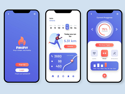 UI/UX Design - Workout Mobile App animation app branding creative design design elements graphic design illustration logo mobile app design ui ui ux design vector web design