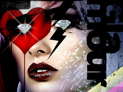 Retro Glamour 80s diamond digital heart neon retro