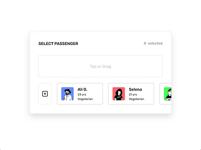 Passenger Selection Interaction 3d card design illustration motion passenger selection ui ux web