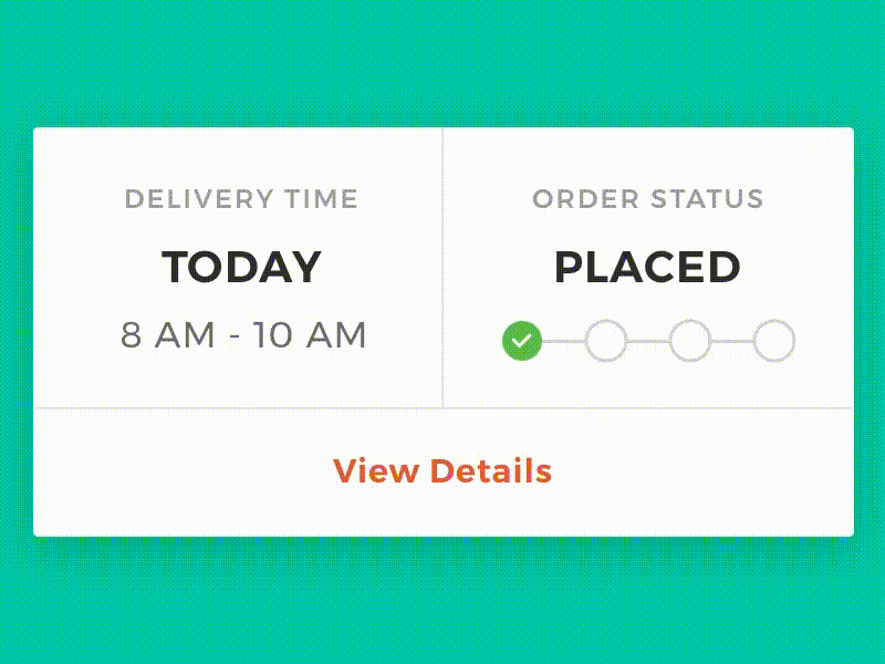Live Order Widget- Rebound animation application card clean flinto minimal photoshop sketch status ui ux vraj247