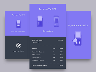 NFC Payment Method - Smart Pay android app card design fingerprint ios nfc pay smart ui ux vraj247