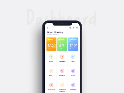 Dashboard- iPhone X dashboard gradients ios iphone x mobile scio steps ui ux weather