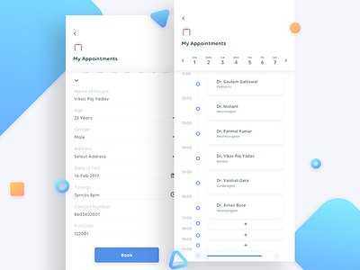Book Appointments Flow appointment blood tests book calendar ios iphone x timeline ui ux