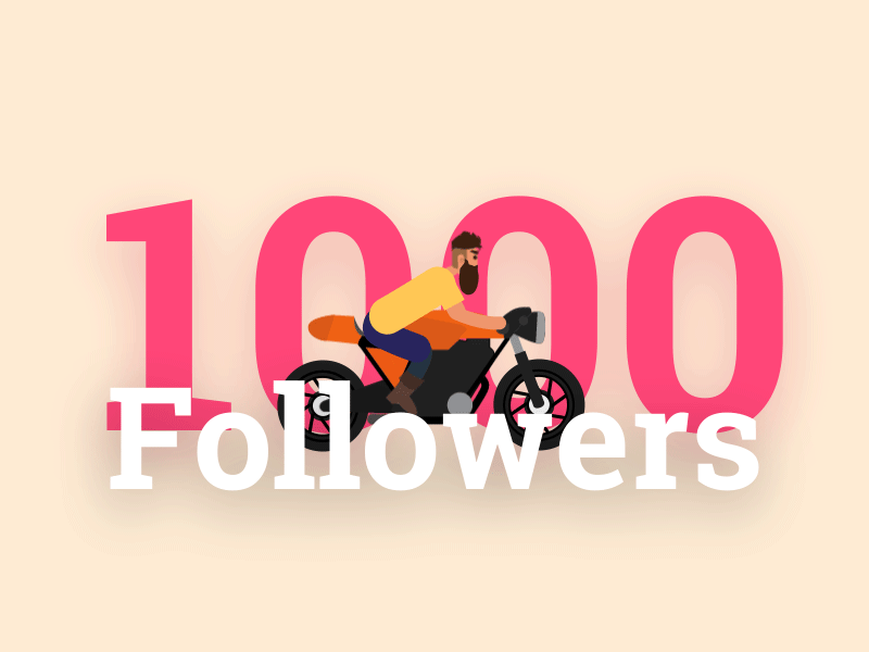 1000 Followers - Giveaway 1000 1k animation bike debut followers gif man motion ui ux web