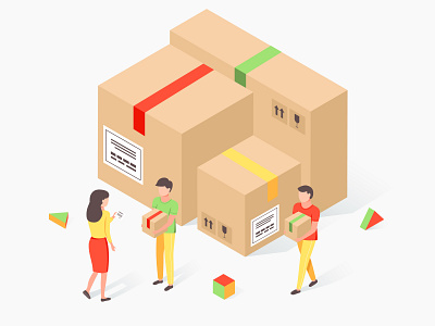 Delivery delivery flat illustration isometric people