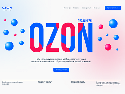 Landing concept for the design team of OZON