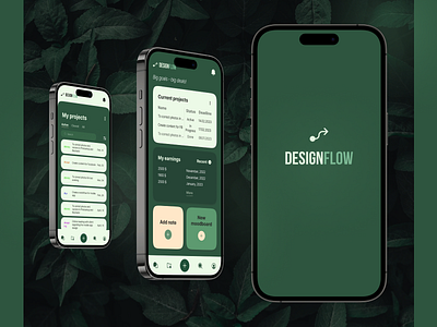 A concept for a project management app for designers 3d app design graphic design green mobile app photoshop project management ui user flow user interface ux