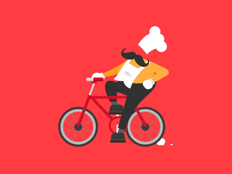 Back to Work! animated animation bike chef creative digital art exercise fun gif illustration motion vector