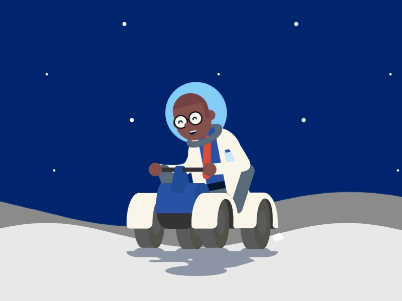 Boing! Boing! Boing! animated animated gif animation astronaut blue car characterdesign cute fun gif graphic design illustration jump jumping man moon motion smile space vector