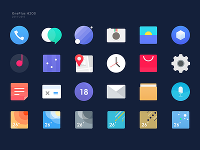 OnePlus H2OS Icons android browser calendar camera h2os icon map music oneplus phone system theme