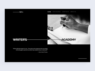 Writer's academy page concept bloggers blogs copywriters courses desktop development education influencers landingpage onlinecourses ui webpage writer writersacademy