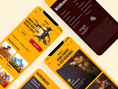 Gambling platform "WildRanch" Casino / Mobile Version adaptive casino dailymobiledesign designtips fun gamblers gambling mobile mobiledesign mobilefirst platform playforfun ui uiinspiration userinterface ux