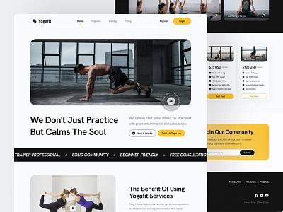 Yogafit - Exercise Landing Page clean coach exercise healthy interface landing page layout modern muscle personal trainer popular simple sport stretching ui uix ux web design workout yoga