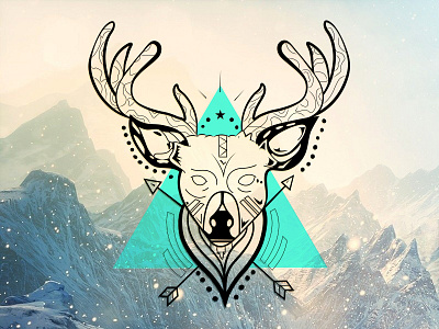 My Deer deer hipster illustration illustrator snow triangle vector wallpaper