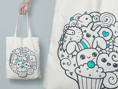 Tote bag doodle bag cute doodle draw drawing girly happy line monster monsters tote vector