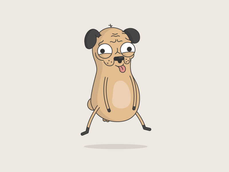 Pug Farting dog fart farting flat fun illustration line motion pug sketch vector