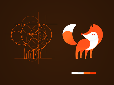 Geometric Fox animal design drawing flat fox geometry identity illustration line sketch vector