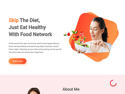 Food blog website animation landign page ui web design website
