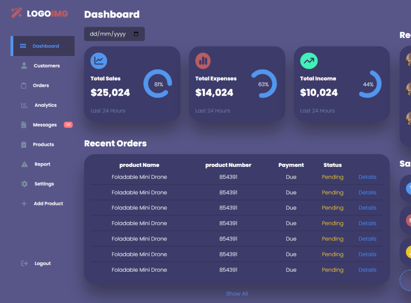 Dashboard-web-Template by Honufa Khatun on Dribbble