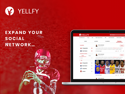 Sportswebsite. red sketch sports website yellfy