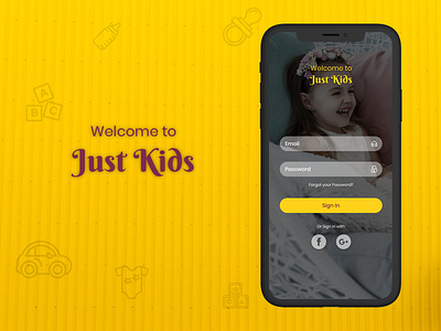 Kids App kids app sign in yellow