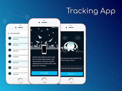 Tracking App blue listing screen notifications tracking app
