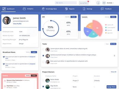 Employee Management System blue dashboard ui design sketchapp ui ux