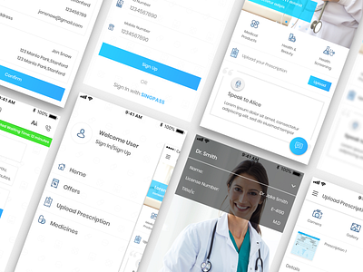 E-Pharmacy App app blue design healthcare side menu sign in sketchapp ui ux