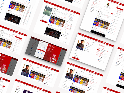 Yellfy design feeds red sign in sketchapp social social media sports website ui ux website