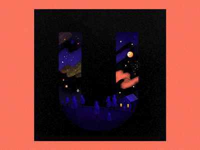 U for UFO 2d 36daysoftype aftereffects animation design gif illustration motion shapes texture
