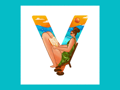 V is for Vacation 2d 36daysoftype aftereffects animation character design gif motion texture vector