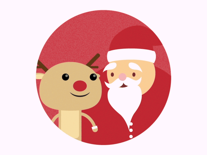 Merry Christmas from Santa and Rudolf!! 2d aftereffects animation christmas gif motion rednose rudolf santa slefie sunburn vector