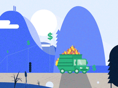 Rubish Truck 2d aftereffects animation design gif money motion parallax shapes texture truck