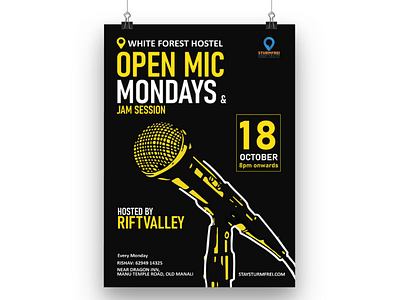 Open Mic Mondays poster design graphic design illustration