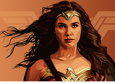 Wonder Woman | Gal Gadot art digital art fan art gal gadot illustration illustrator portrait vector art wonder woman