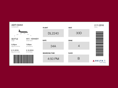 #DailyUI024 - Boarding pass daily ui dailyui