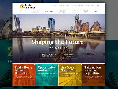 Austin Chamber of Commerce homepage layout redesign ui web website