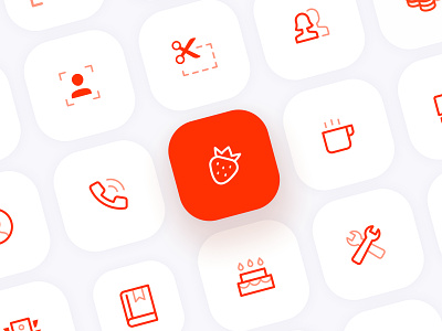 🍓 Icon Set for PushPartner clean icon iconography icons iconset red symbols ui website