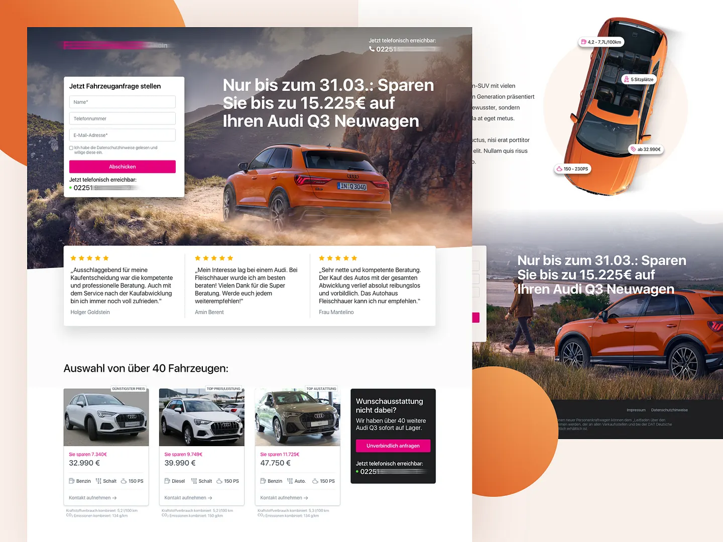 Modern Car Dealer Website Design: Engaging Landing Page Concepts