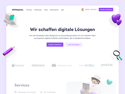 whitespace is born 🔥 agency digital dusseldorf landingpage ui ux webdesign website