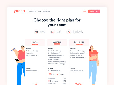 💸 Pricing Page for yuccaHR flat hr human resources illustration interface landingpage pricing saas ui ux webdesign website