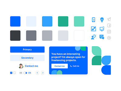 💎Simple Styleguide for Portfolio blue branding colors design system landingpage portfolio shapes styleguide ui ui elements webdesigns website