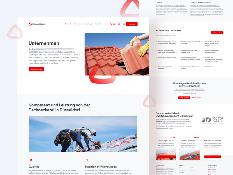 🔧 About Page for Roofer colorful dachdecker handwerker red roofer ui ux webdesign website