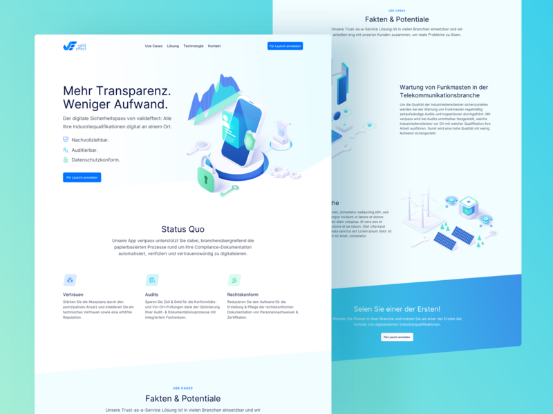 💎 Redesign for valideffect branding colorful isometric isometric illustration landingpage redesign startup startup branding tech technology ui ux webdesign website
