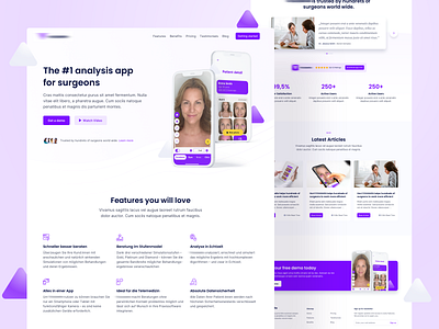 💜 Home Page for Analysis App for Surgeons app clean iphone landingpage mobile modern surgeons webdesign website
