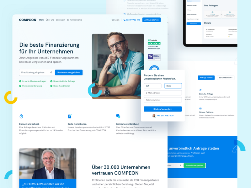 💛 Home Page for COMPEON clean compeon fintech landingpage minimal redesign webdesign website