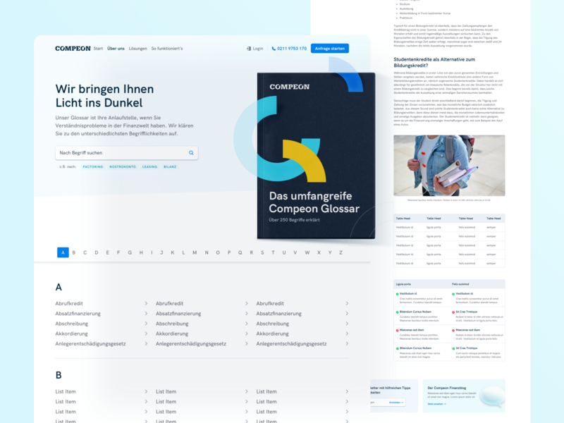 📚 Glossary for fintech COMPEON blog compeon fintech glossary interface landingpage ui ux webdesign website